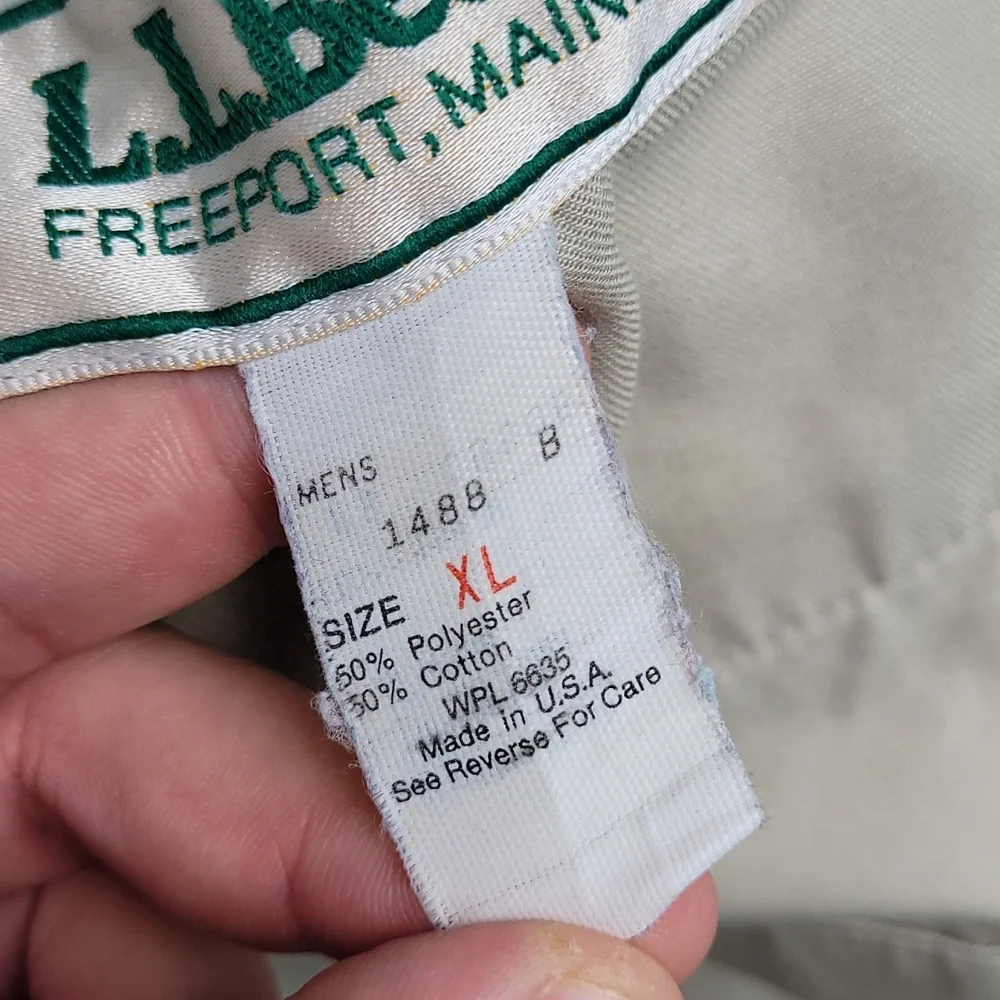 LL BEAN Cotton Blend Mens Sz XL Full‎ Button Up Hunting Shirt Light Jacket VTG